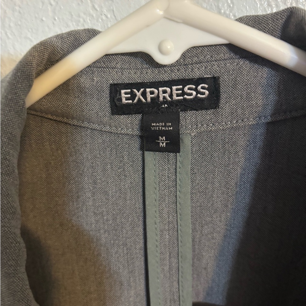 Express Gray Blazer Modern Open-Front Design - Picture 2 of 3